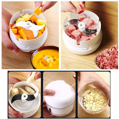 Mini Hand-Power Food Chopper - Chop Meat, Vegetables, Nuts and Garlic