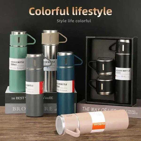 Stainless Steel Vacuum Flask Set Vacuum Insulated Bottle Gift Set - Free Delivery