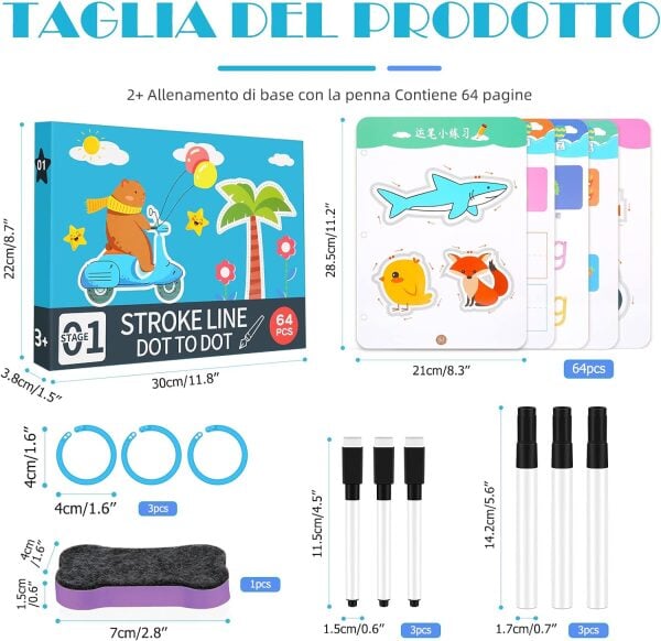 Stroke Line Dot to Dot Work Book With Pens & Eraser Educational Toy PakistansBest 