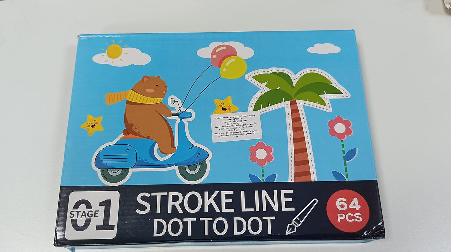 Stroke Line Dot to Dot Work Book With Pens & Eraser Educational Toy PakistansBest 