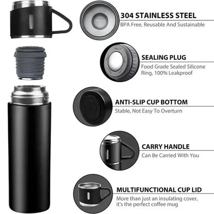 Stainless Steel Vacuum Flask Set Vacuum Insulated Bottle Gift Set - Free Delivery