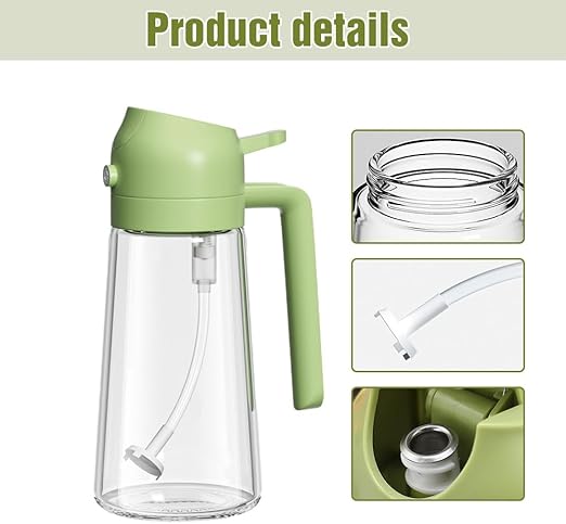 2 In 1 Glass Oil Sprayer And Dispenser, Sprayable And Pourable Oil Bottle 500 Ml