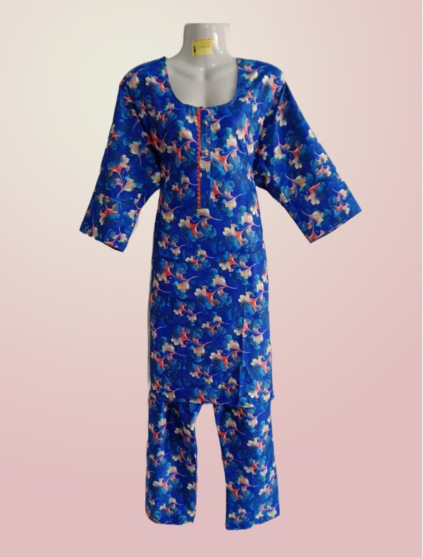 Women’s Floral Printed Two-piece Stitched Suit – Kurta And Pajama Set