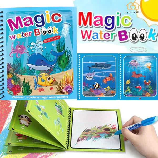 Reusable Magic WATER Book + Doodle pen. Use Unlimited - Free Delivery