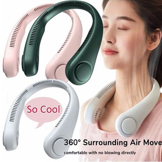 Portable Bladeless Neck Fan | Rechargeable 360° USB Cooling Fan for Sports, Kitchen, Travel & Office